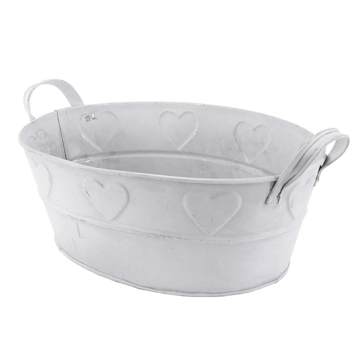 Online DecoWoerner Zinkwanne Mit Herzmuster 32 Cm weiß